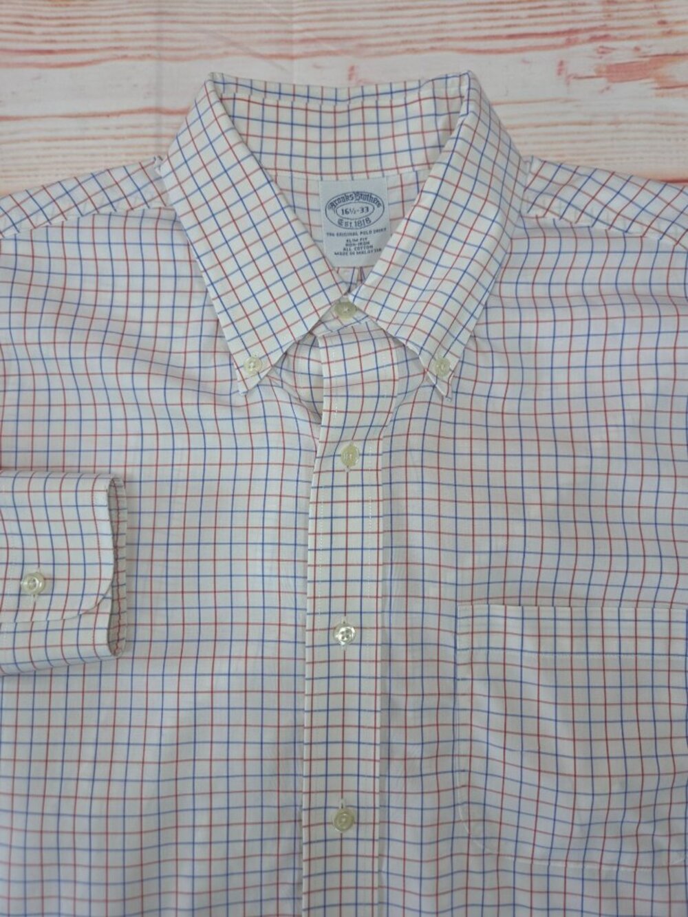 Brooks Brothers  Slim Fit Non-Iron Cotton Shirt Size 16.5-33